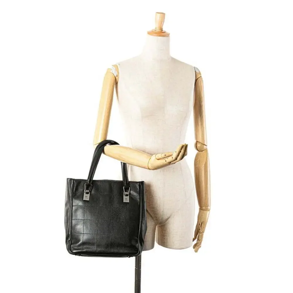 CHANEL Black Caviar Leather Logo Tote Bag